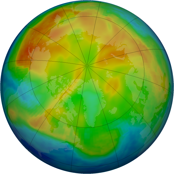 Arctic ozone map for 25 December 1987